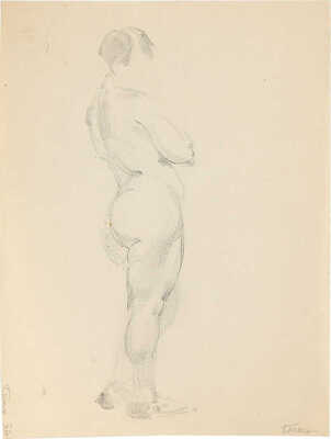 Такке Борис Александрович. Стоящая обнаженная, повернувшаяся вполоборота